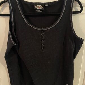 Harley-Davidson Black Tank Top with Button Detail 1W XL Has design saying Harley